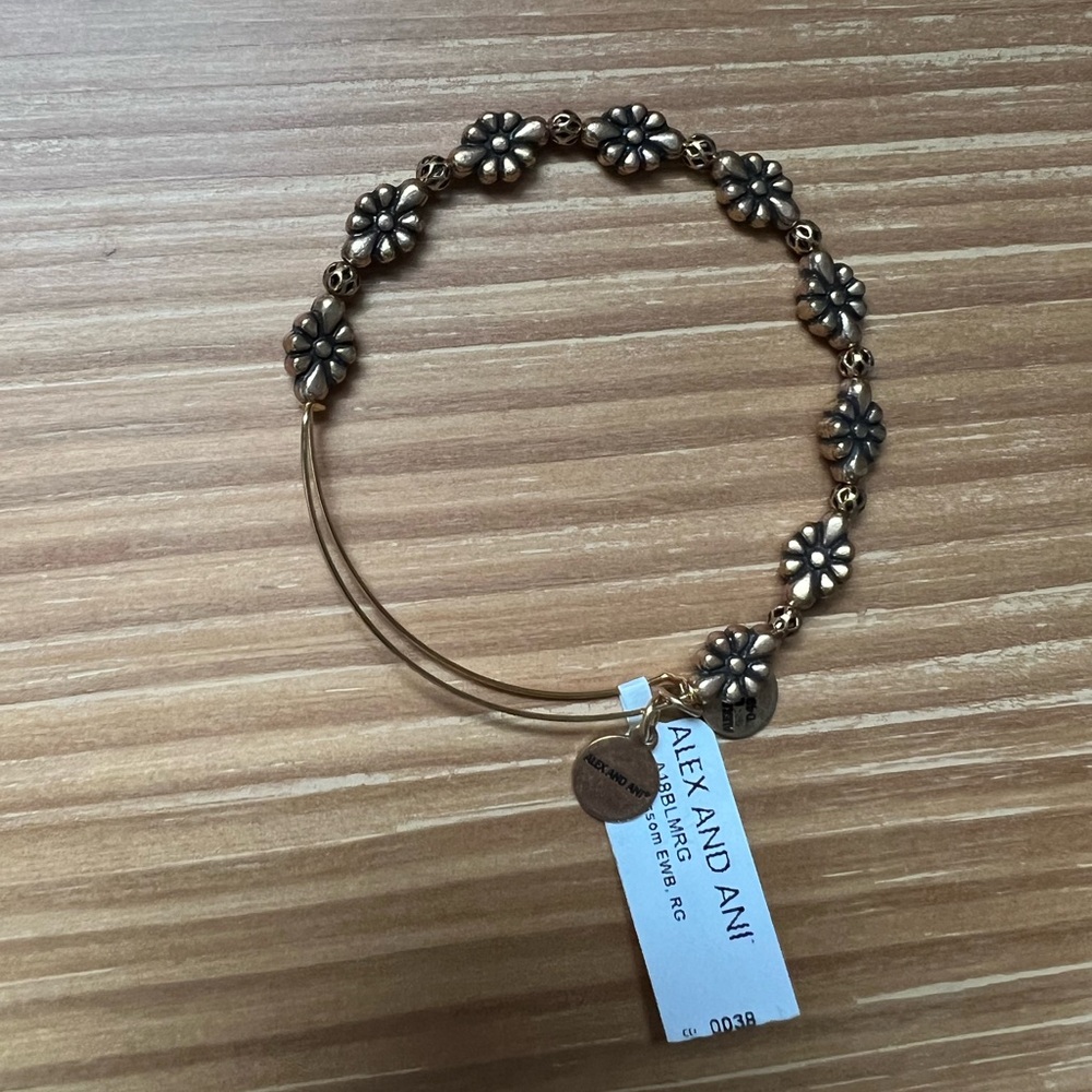 Alex and Ani Rose Gold Daisy Link Bangle Bracelet